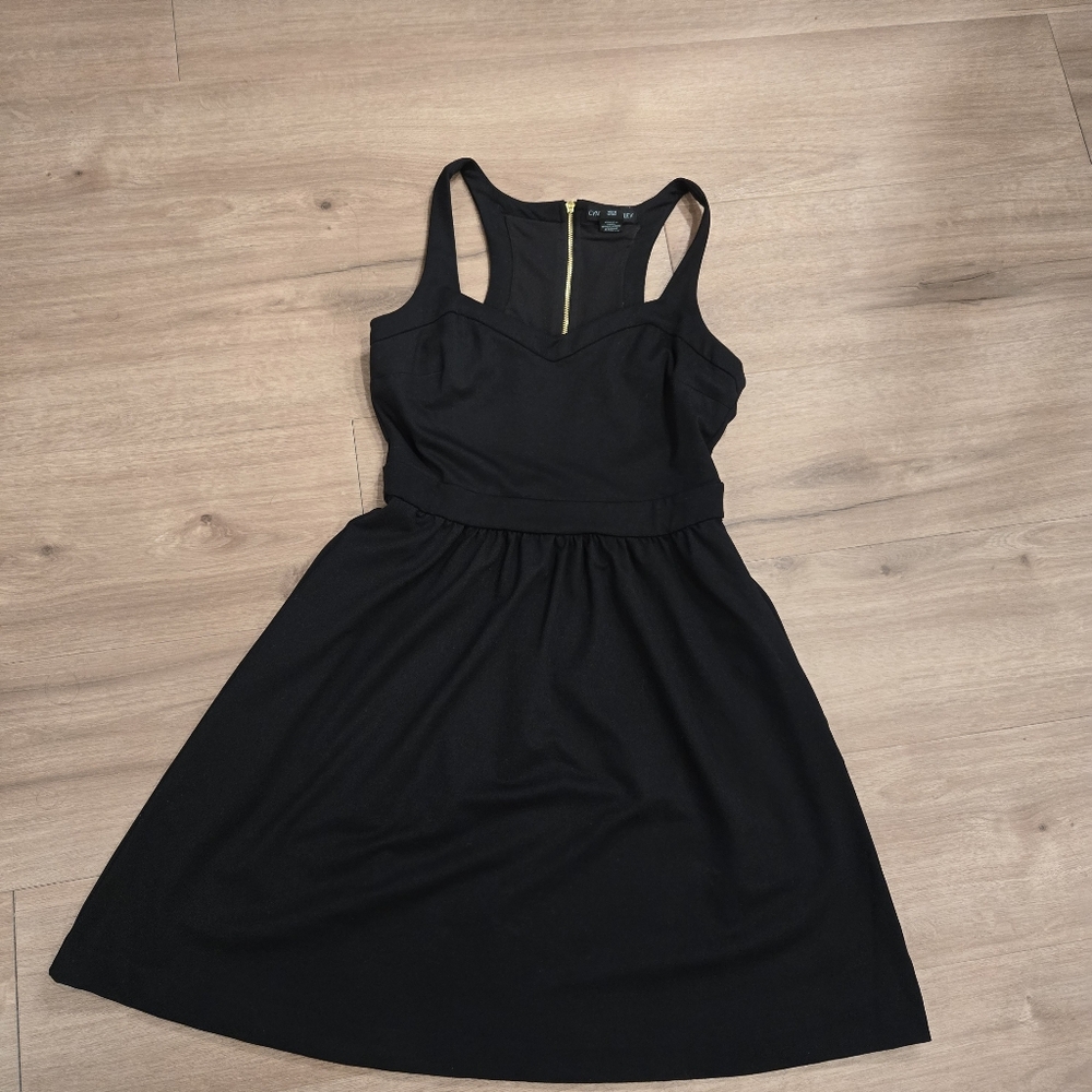 Elegant Black racerback gold zipper Dress